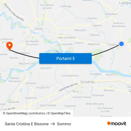 Santa Cristina E Bissone to Sommo map