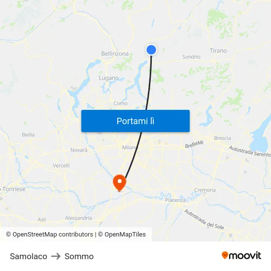 Samolaco to Sommo map