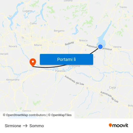 Sirmione to Sommo map