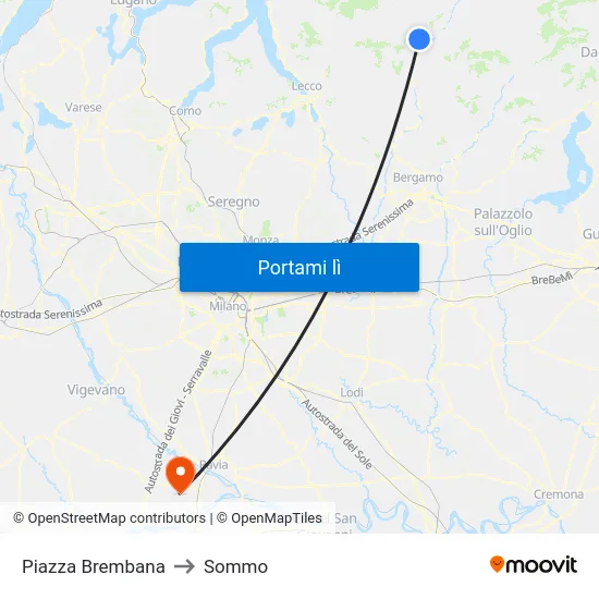 Piazza Brembana to Sommo map