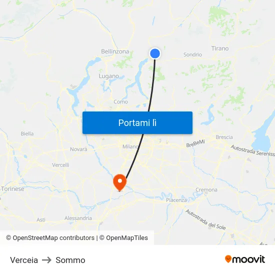 Verceia to Sommo map