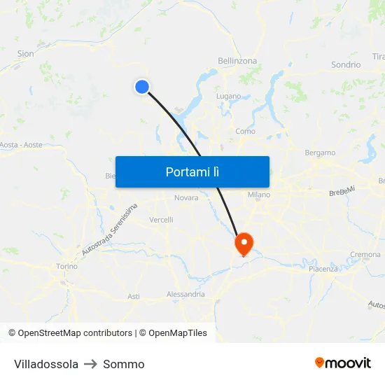 Villadossola to Sommo map