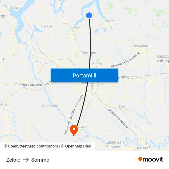 Zelbio to Sommo map
