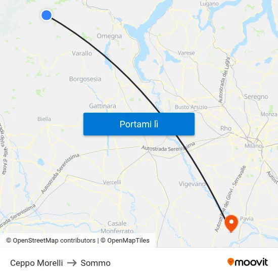 Ceppo Morelli to Sommo map