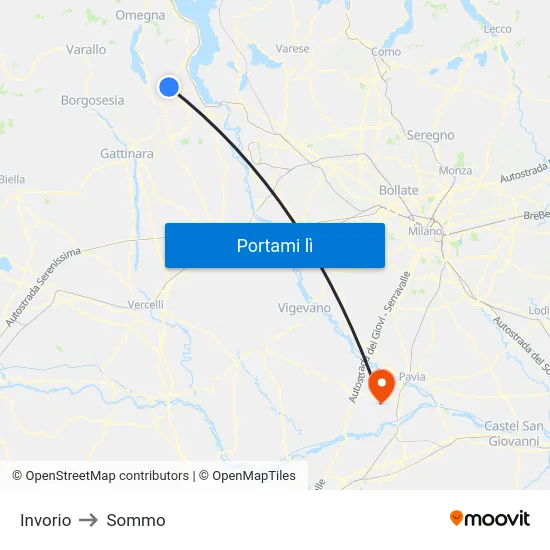 Invorio to Sommo map