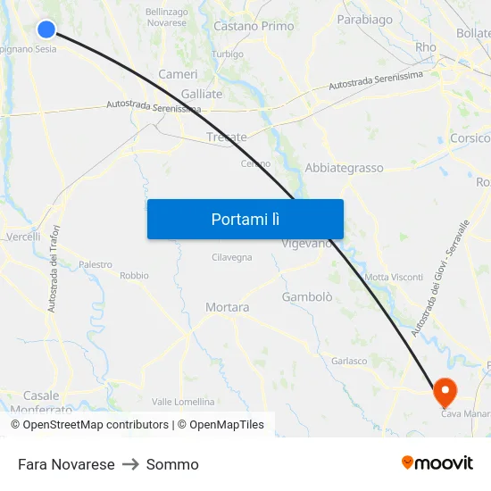 Fara Novarese to Sommo map