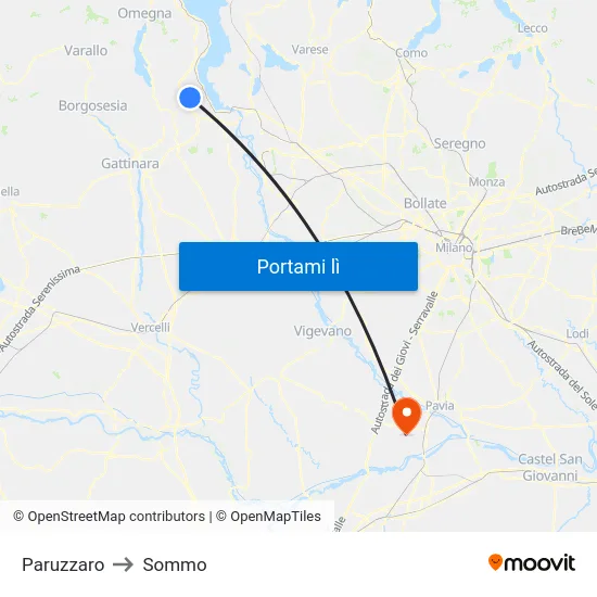 Paruzzaro to Sommo map