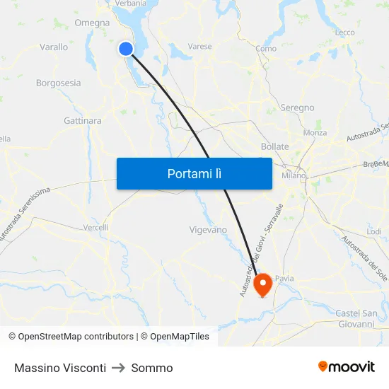 Massino Visconti to Sommo map