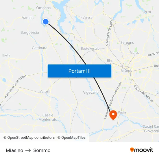 Miasino to Sommo map