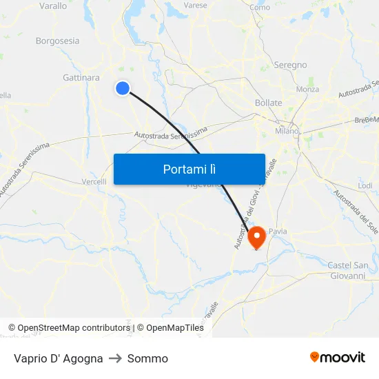Vaprio D' Agogna to Sommo map