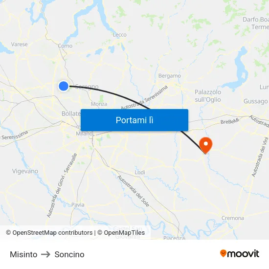 Misinto to Soncino map