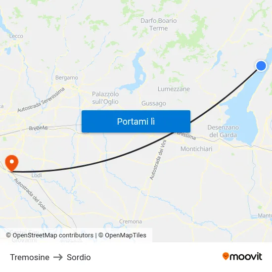 Tremosine to Sordio map