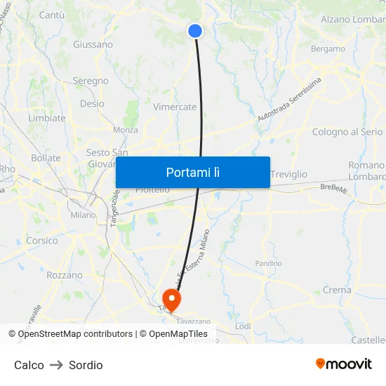 Calco to Sordio map