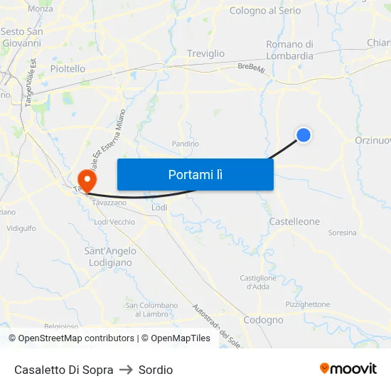 Casaletto Di Sopra to Sordio map