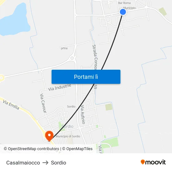 Casalmaiocco to Sordio map