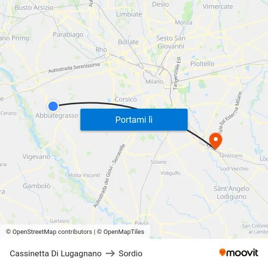 Cassinetta Di Lugagnano to Sordio map