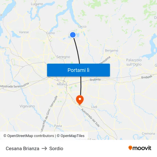 Cesana Brianza to Sordio map