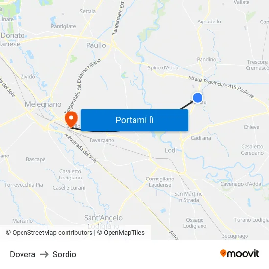 Dovera to Sordio map