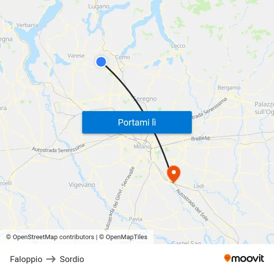 Faloppio to Sordio map