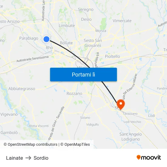 Lainate to Sordio map