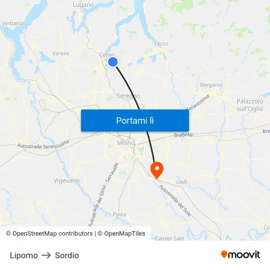 Lipomo to Sordio map