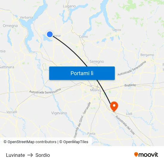 Luvinate to Sordio map