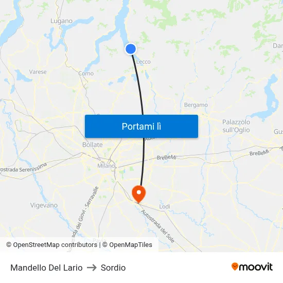 Mandello Del Lario to Sordio map
