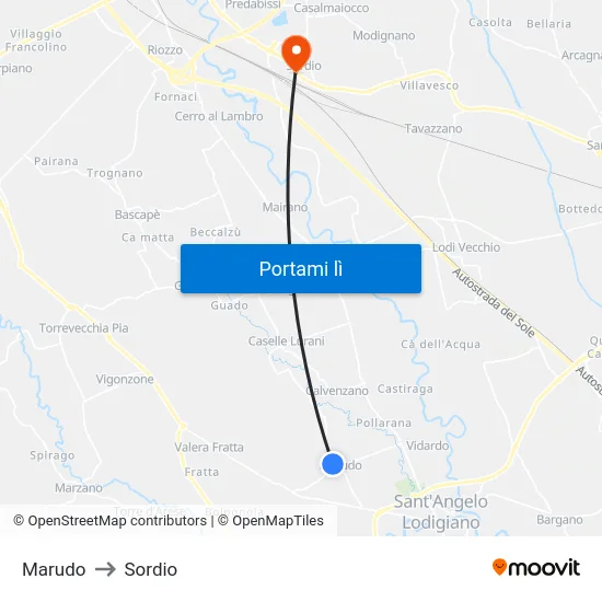 Marudo to Sordio map