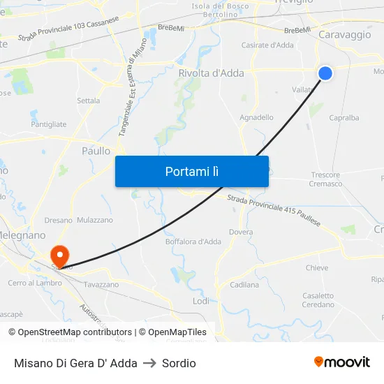 Misano Di Gera D' Adda to Sordio map