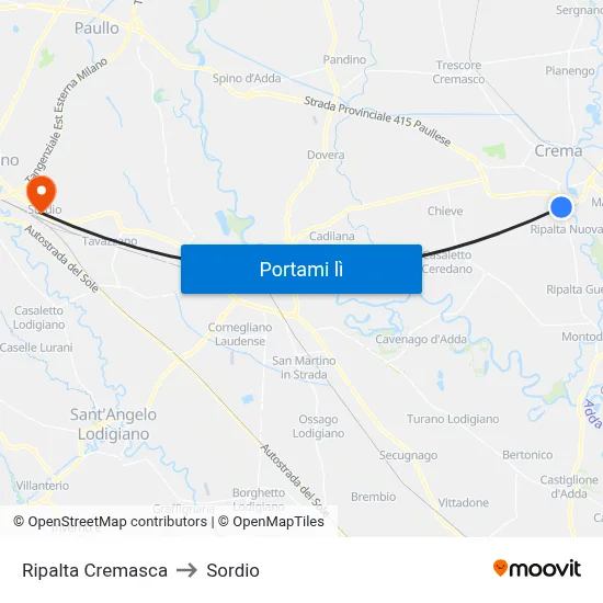Ripalta Cremasca to Sordio map