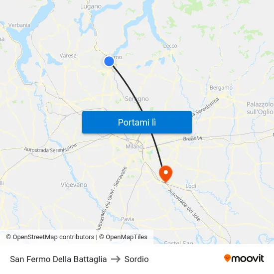 San Fermo Della Battaglia to Sordio map