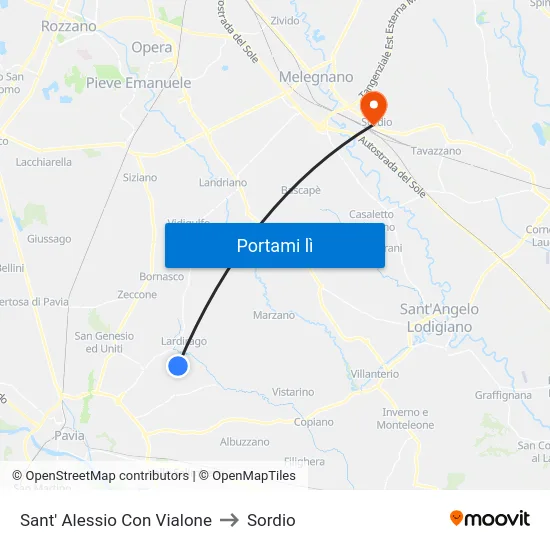 Sant' Alessio Con Vialone to Sordio map