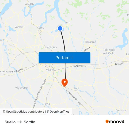 Suello to Sordio map