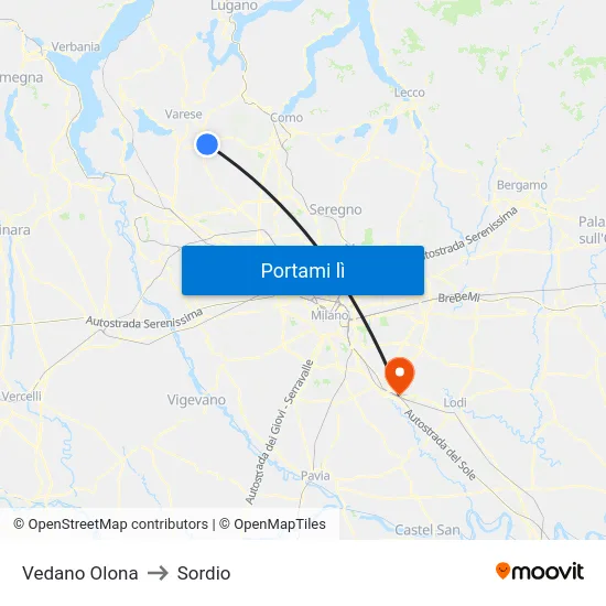 Vedano Olona to Sordio map