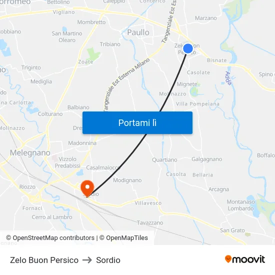 Zelo Buon Persico to Sordio map