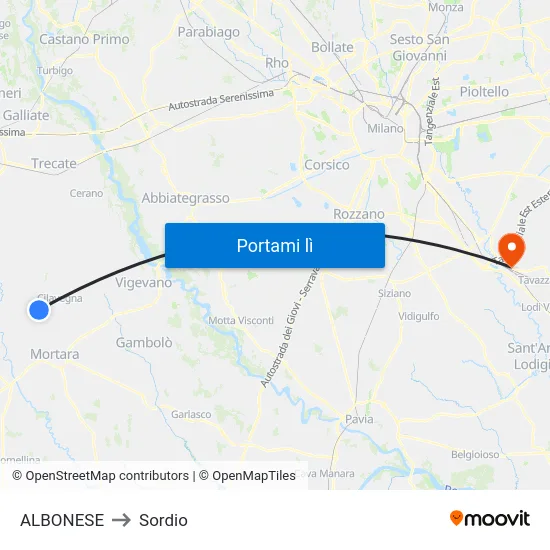 ALBONESE to Sordio map
