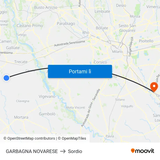 GARBAGNA NOVARESE to Sordio map