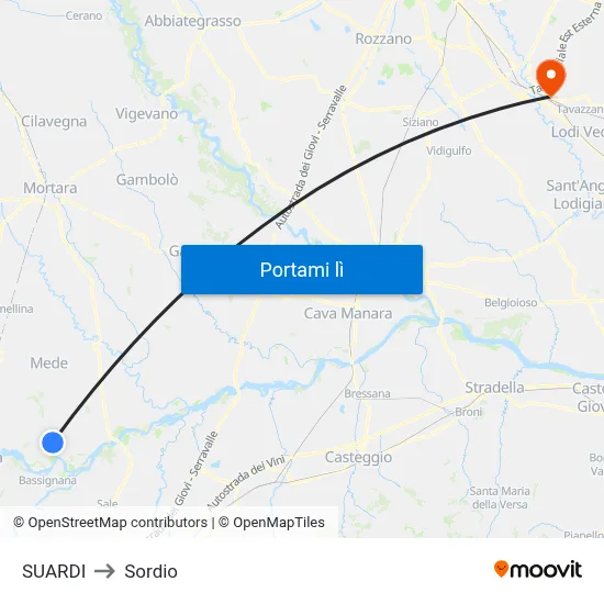 SUARDI to Sordio map