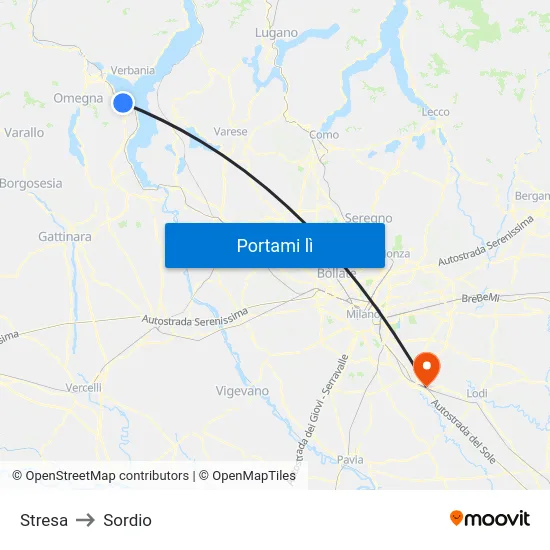 Stresa to Sordio map