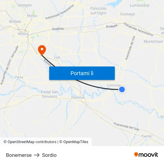 Bonemerse to Sordio map