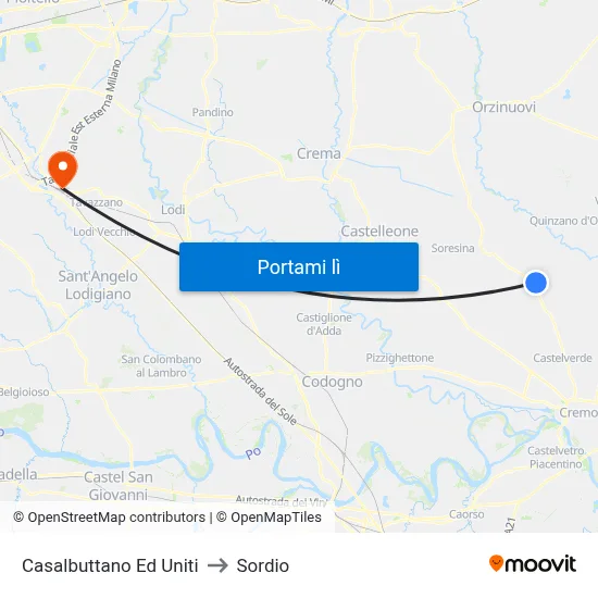 Casalbuttano Ed Uniti to Sordio map