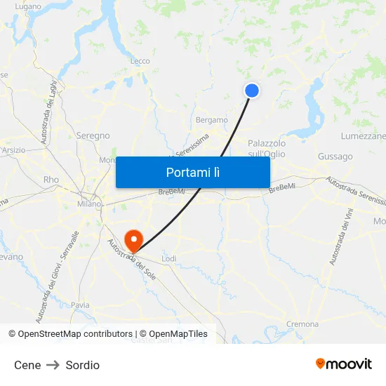 Cene to Sordio map