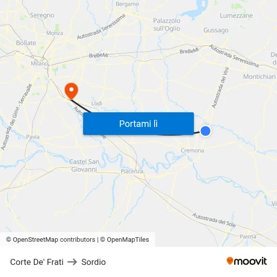 Corte De' Frati to Sordio map