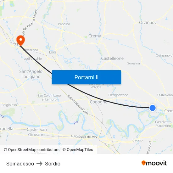 Spinadesco to Sordio map