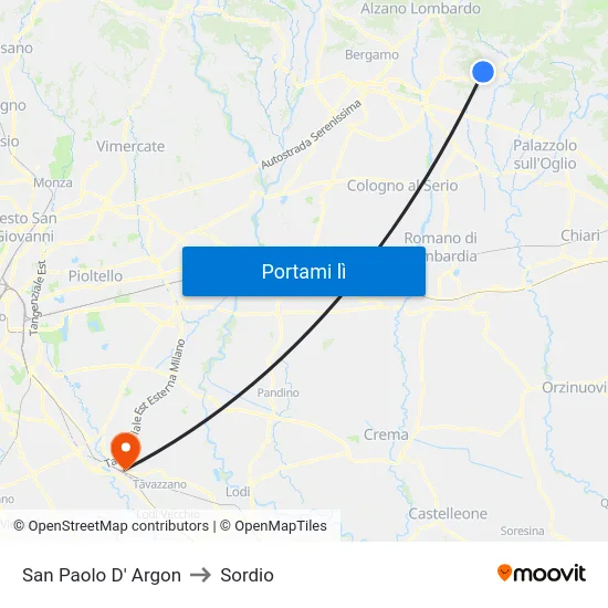 San Paolo D' Argon to Sordio map