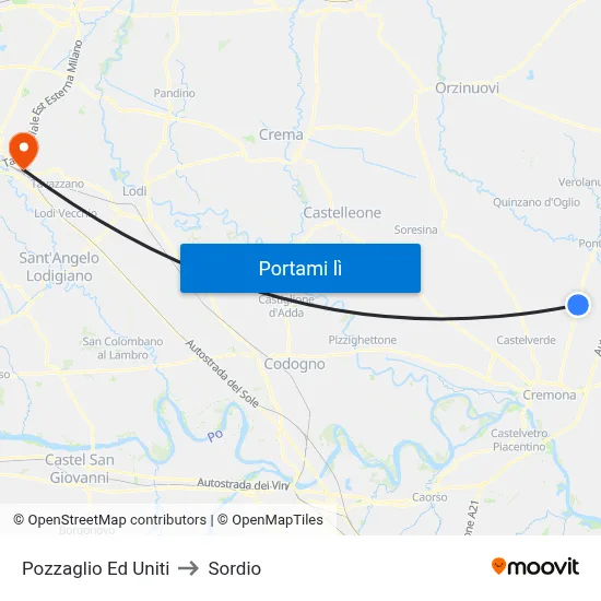 Pozzaglio Ed Uniti to Sordio map