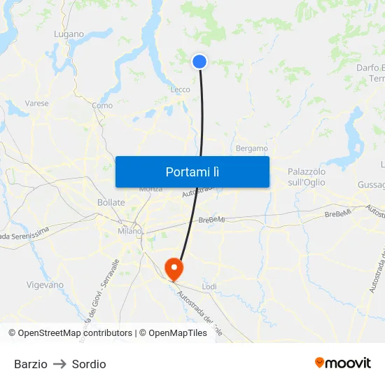 Barzio to Sordio map