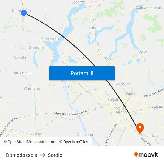 Domodossola to Sordio map