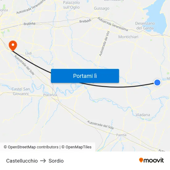 Castellucchio to Sordio map