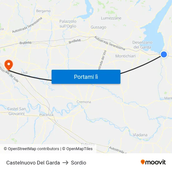 Castelnuovo Del Garda to Sordio map
